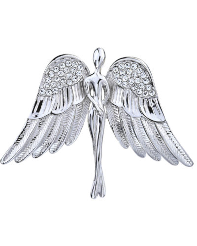Luxusná brošňa v tvare strieborného anjela