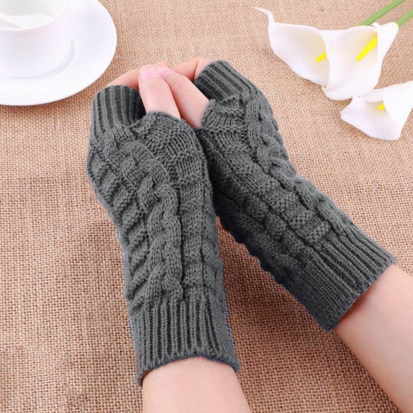 Dámske pletené bavlnené rukavice bez prstov