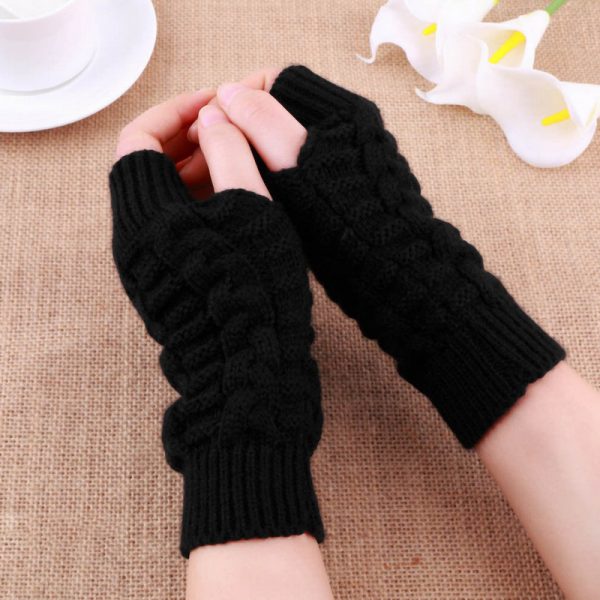 Dámske pletené bavlnené rukavice bez prstov