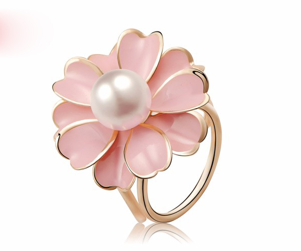 Prsteň na šatku – Biela perla - ružový