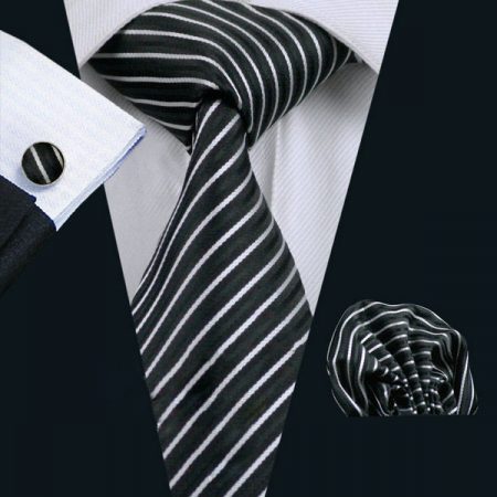 Elegantný kravatový set Bary - kravata + manžety + vreckovka, č.3