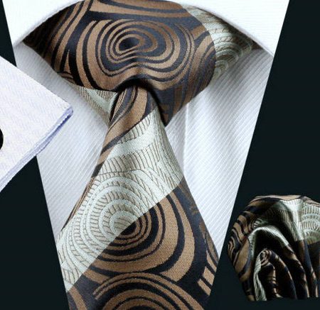 Elegantná kravatová sada Bary - kravata + manžety + vreckovka, č.12