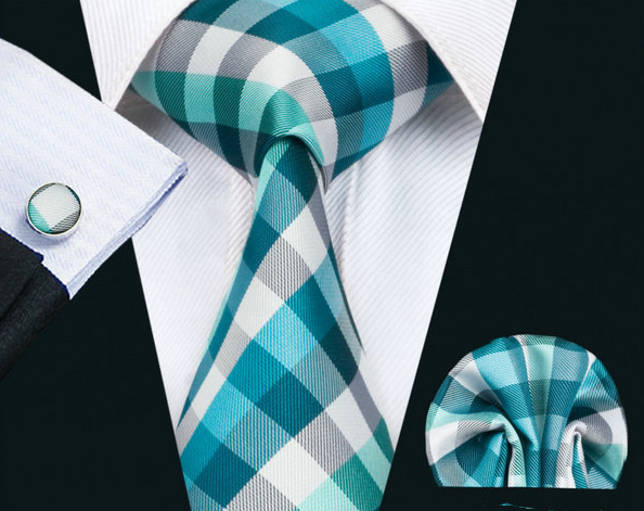 Elegantná kravatová sada - kravata + manžety + vreckovka, vzor 2.
