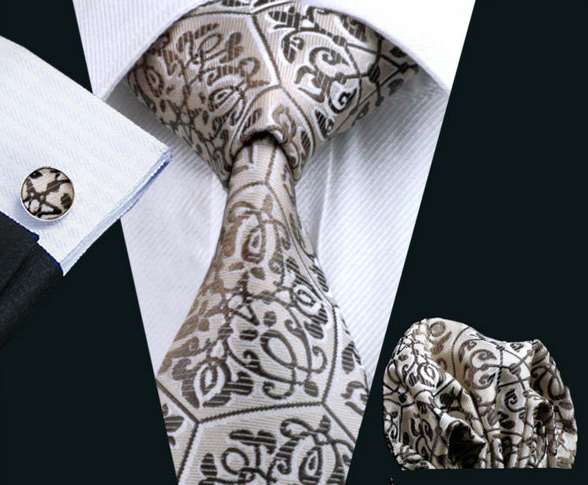 Elegantná kravatová sada - kravata + manžety + vreckovka, vzor 4.