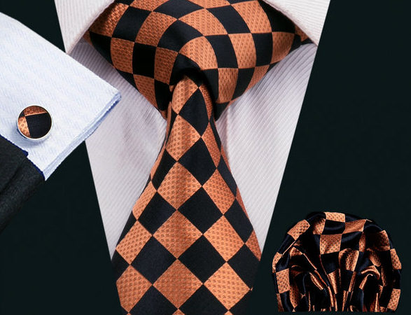 Elegantná kravatová sada - kravata + manžety + vreckovka, vzor 6.