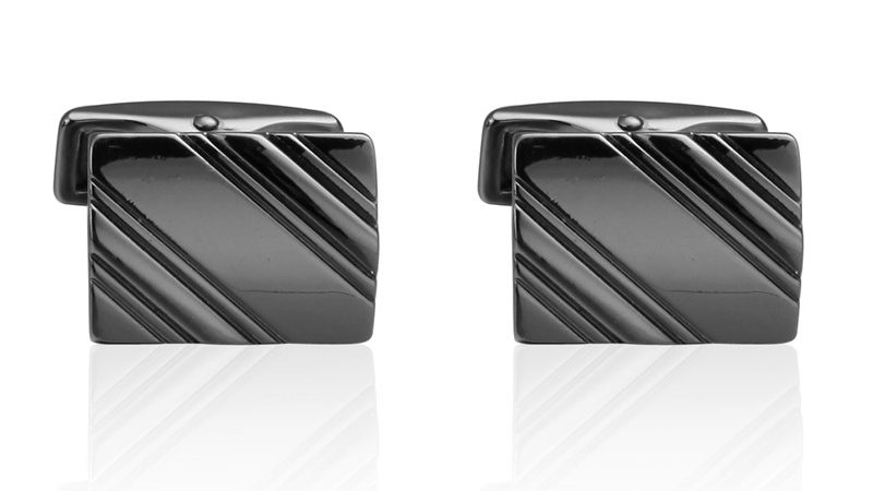 Luxusné manžetové gombíky v tvare obdĺžnika v čiernej farbe