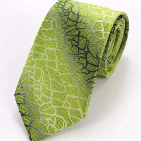 Elegantná sada pánskej kravaty + manžetové gombíky + vreckovka so zeleným vzorom