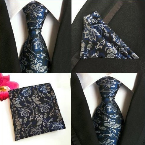 Hodvábna kravatová sada - hodvábna viazanka a vreckovka - vzor C