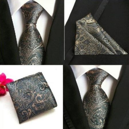 Hodvábna kravatová sada - hodvábna viazanka a vreckovka - vzor E