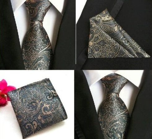 Hodvábna kravatová sada - hodvábna viazanka a vreckovka - vzor E