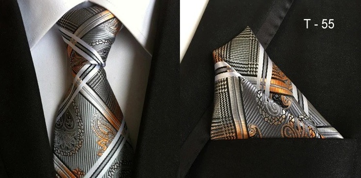 Hodvábna kravatová sada - hodvábna viazanka a vreckovka - vzor F