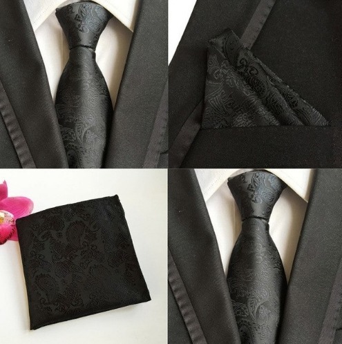 Hodvábna kravatová sada - hodvábna viazanka a vreckovka - vzor G