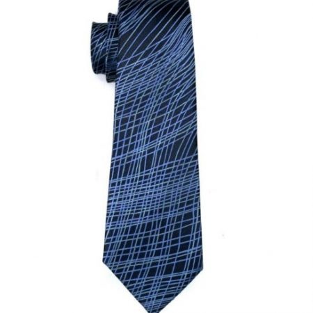 Elegantná sada kravaty + manžetové gombíky + vreckovka v modrej farbe
