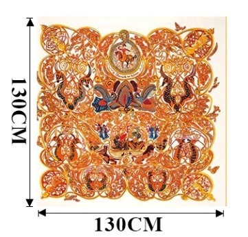 Luxusná hodvábna šatka s orientálnym vzorom, 130 x 130 cm