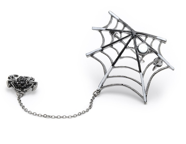 Elegantná smaltovaná brošňa - pavúčik na pavučine s magnetom