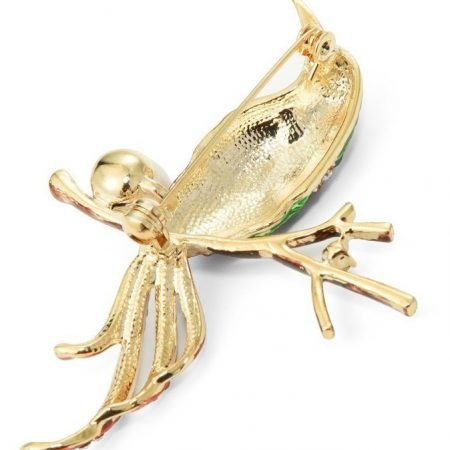 Luxusná smaltovaná brošňa v tvare pestrofarebného vtáčika