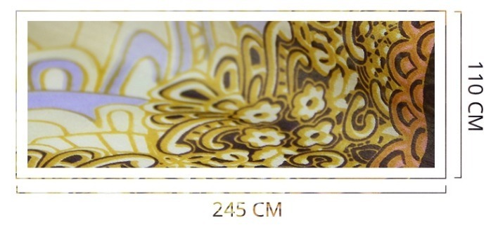 Veľký hodvábny šál 245 x 110 cm zo 100% hodvábu s prepracovaným vzorom