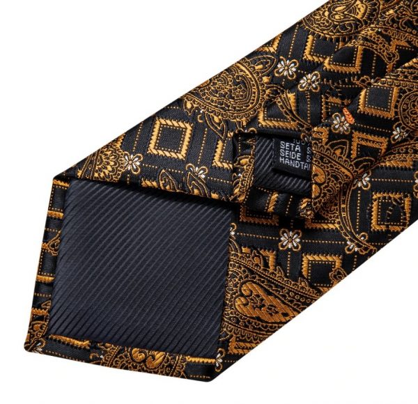 Kvalitná zlato-medená sada - kravata + manžetové gombíky + vreckovka