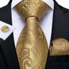Luxusný zlatý kravatový set - kravata + manžetové gombíky + vreckovka