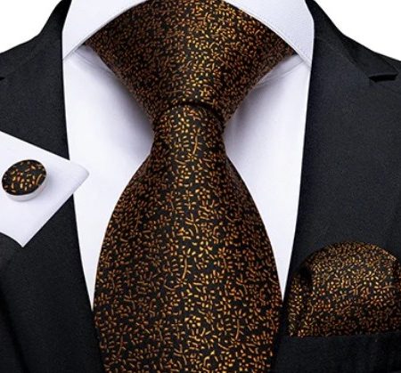 Kravatová sada s decentným vzorom- kravata + manžetové gombíky + vreckovka