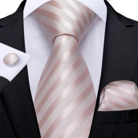 Kravatová sada - kravata, vreckovka a gombíky so staro-ružovým vzorom