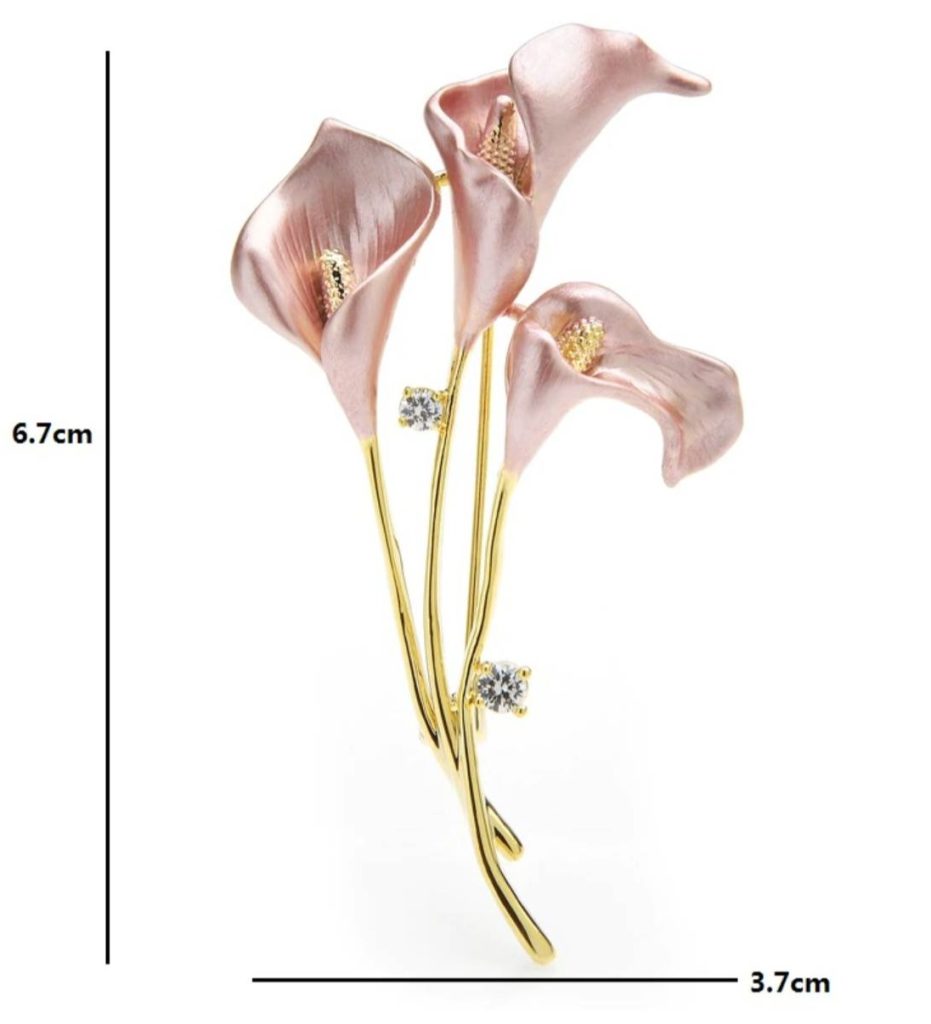 Luxusná pripínacia brošňa na oblečenie v tvare kytice ružových ľalií