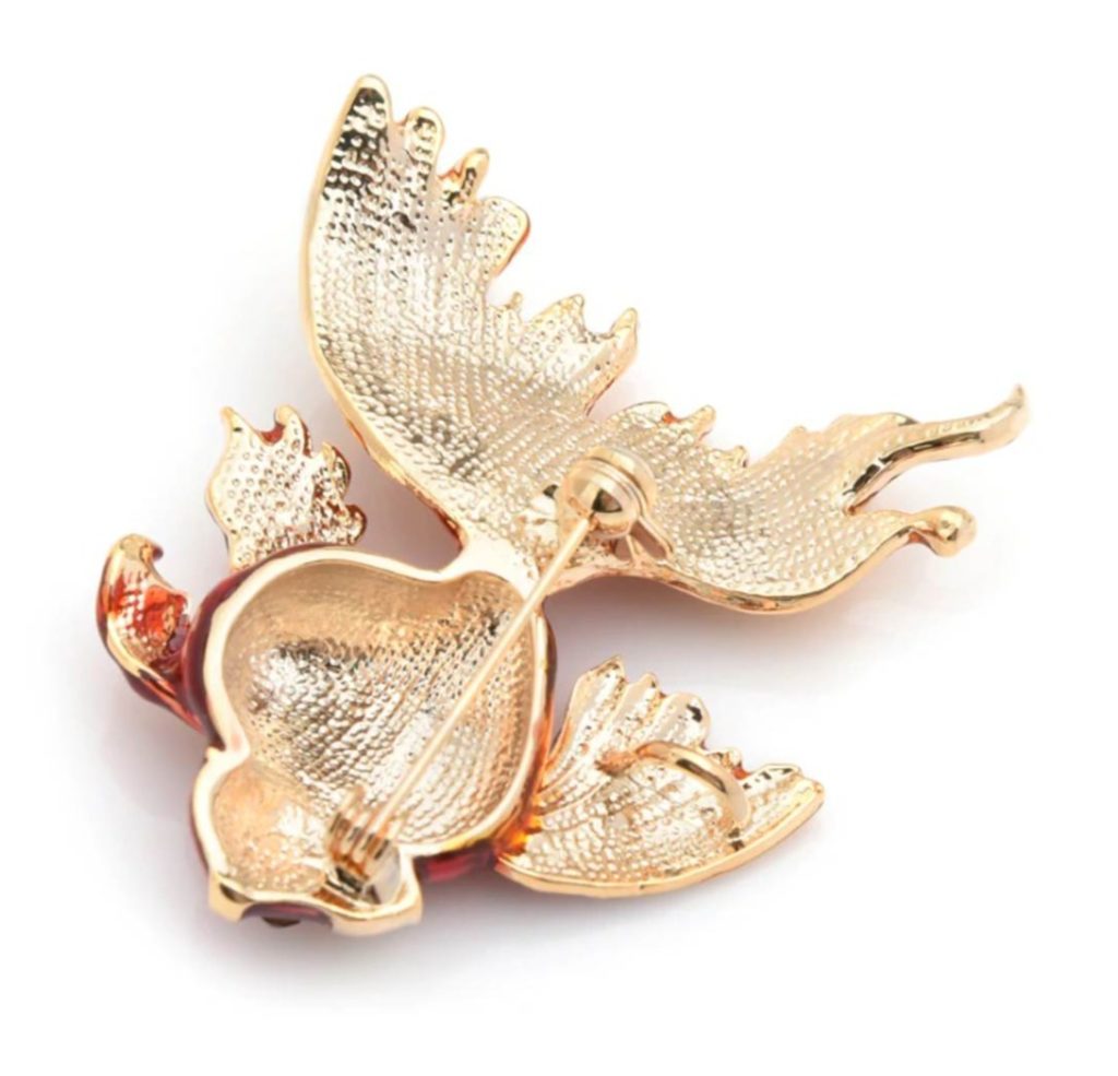 Prepracovaná brošňa na šaty v podobe zlatej rybky
