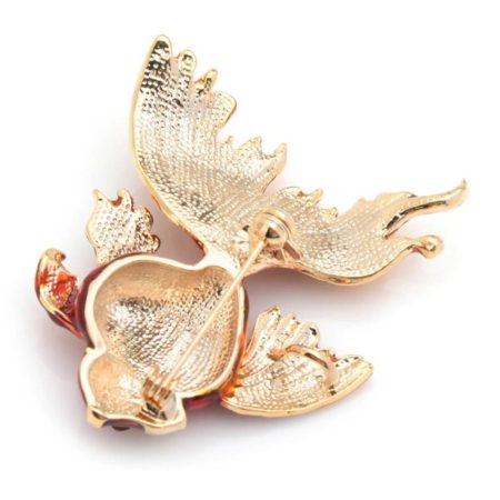 Prepracovaná brošňa na šaty v podobe zlatej rybky