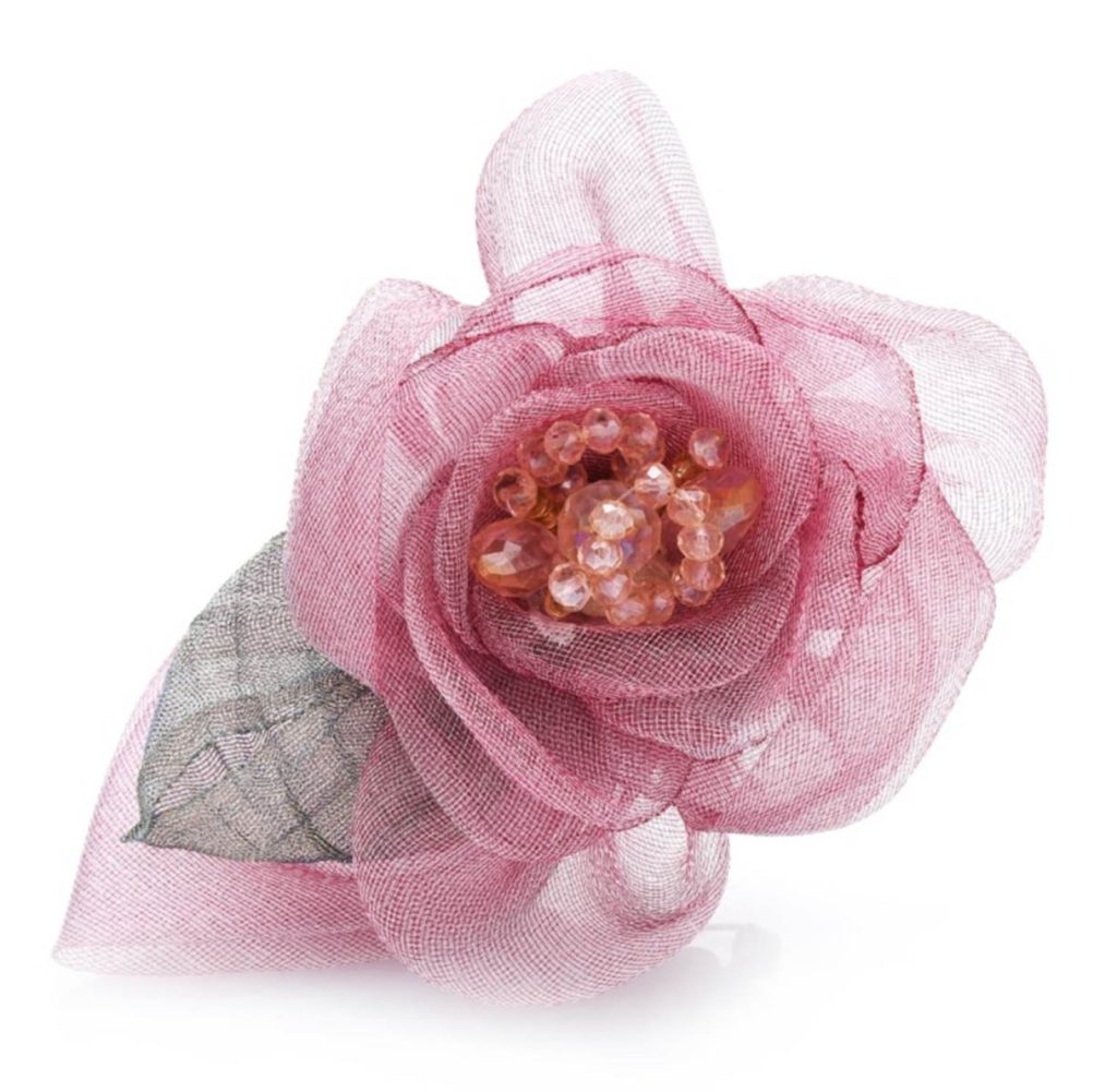 Štýlová brošňa na šaty v tvare kvetiny s kryštálikmi
