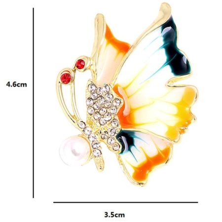 Štýlová brošňa na šaty v tvare smaltovaného motýľa