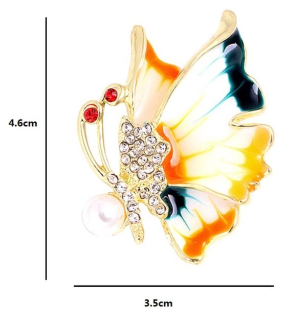 Štýlová brošňa na šaty v tvare smaltovaného motýľa