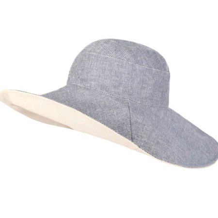 Elegantný dámsky klobúk na leto v modro-sivej farbe