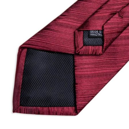 Kravatová sada - kravata, vreckovka a manžetové gombíky s bordovým vzorom