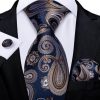 Luxusný set s kravatou, manžetami a vreckovkou s modrým vzorom