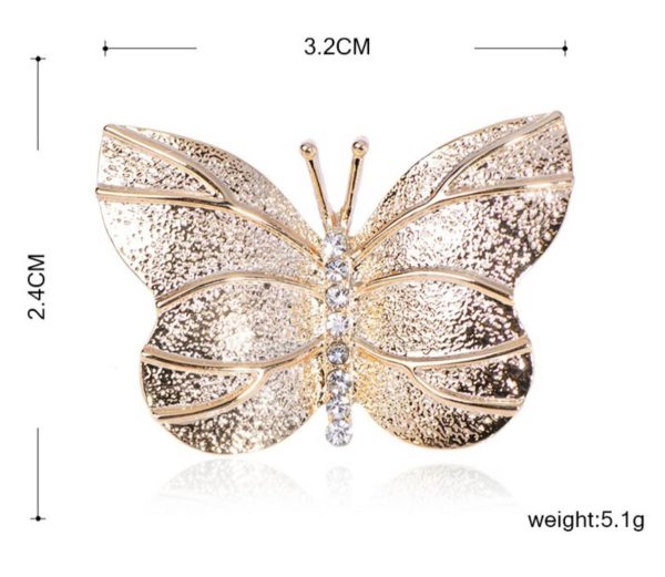 Roztomilá brošňa na oblečenie a doplnky v tvare zlatého motýlika
