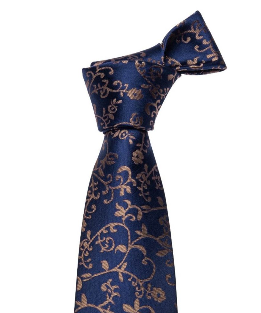 Viazanka + manžetové gombíky + vreckovka - kravatový set s modrým vzorom