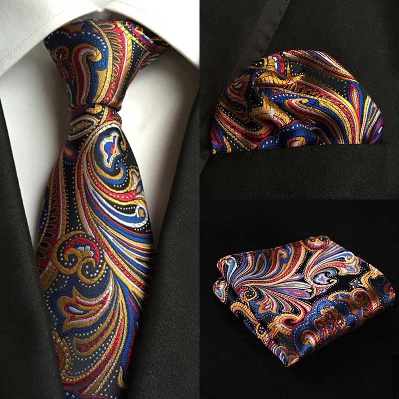 Hodvábna kravata a vreckovka - kravatová sada vo farebnom dizajne