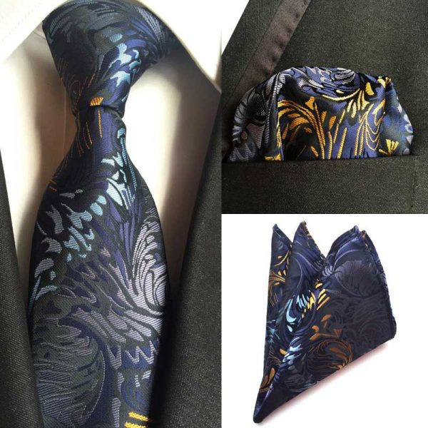 Hodvábna kravata a vreckovka - sada s luxusným moderným vzorom