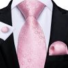 Viazanka + manžetové gombíky + vreckovka - ružový kravatový set