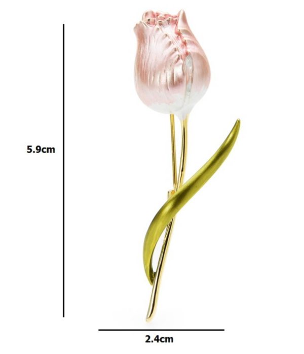Smaltovaná brošňa v tvare ružového tulipánu