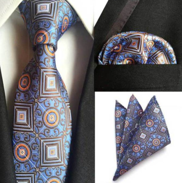 Kvalitná kravata a vreckovka - kravatový set s luxusným vzorom