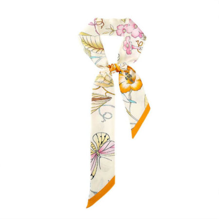 Malý šál zo 100% hodvábu s kvetinovým vzorom - rozmer 125 x 6,5 cm