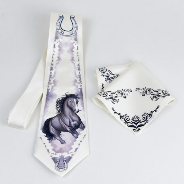 Hodvábna kravata a vreckovka, Slovenská výroba - Cválajúci kôň