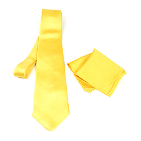Hodvábna kravata a vreckovka v zlatej farbe, Slovenská výroba