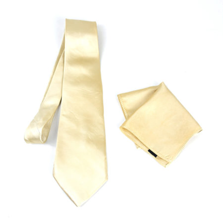 Hodvábna kravata a vreckovka v béžovej farbe, Slovenská výroba