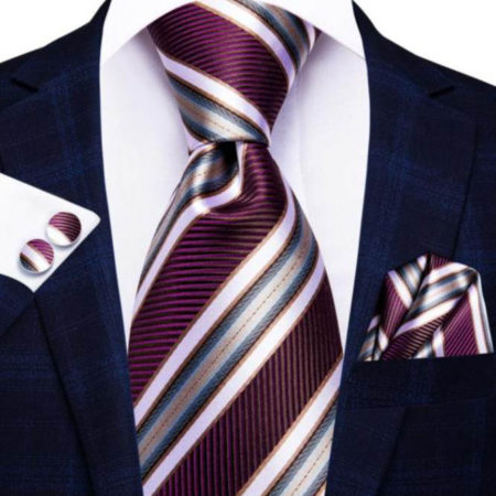 Luxusný kravatový set s pásikmi vo viac farbách