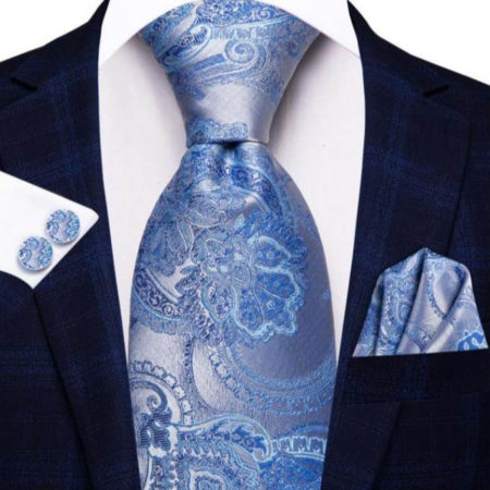 Luxusný kravatový set s prepracovaným modrým vzorom
