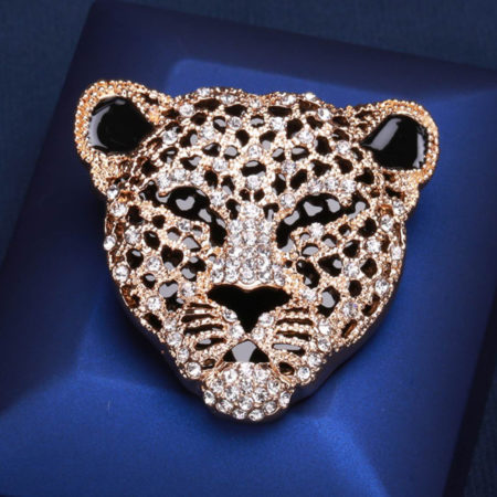 Luxusná brošňa na šaty v podobe zlatého leoparda