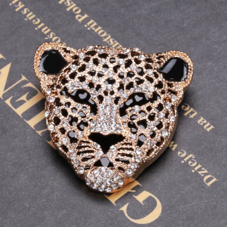 Luxusná brošňa na šaty v podobe zlatého leoparda
