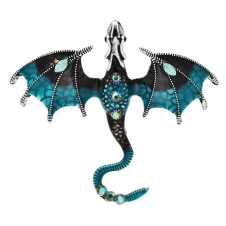 Luxusná brošňa v podobe tyrkysového smaltovaného draka
